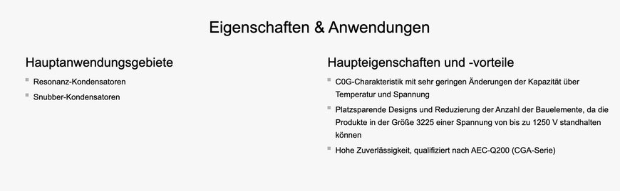 TDK bietet 10-nF-MLCCs f&uuml;r 1250&nbsp;V mit C0G-Charakteristik in der Baugr&ouml;&szlig;e 3225&nbsp;f&uuml;r Automotive- und professionelle Anwendungen