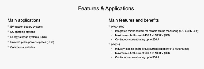 TDK presents HVC43MC with an integrated mirror contact and HVC45 for short-circuit currents up to 12 kA