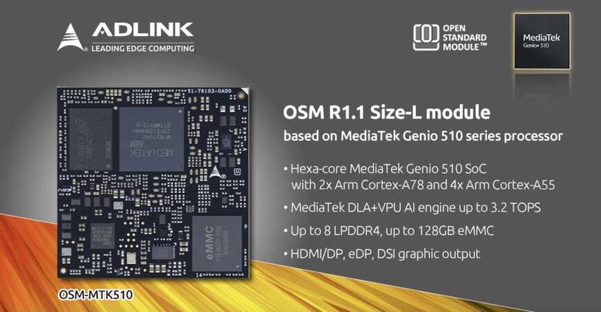 ADLINK Launches OSM-MTK510, a High-Performance, Ultra-Low Power, Rugged, Compact Solution