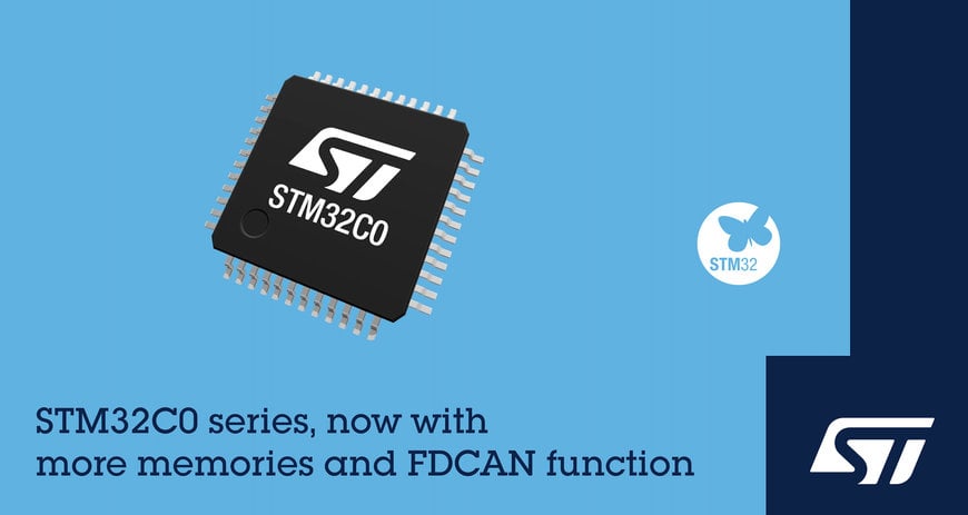 STMicroelectronics Expands STM32C0 MCU Series with Enhanced Memory and CAN FD Support