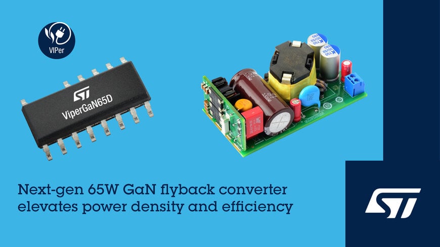 STMicroelectronics’ 65W GaN converter delivers space-saving power for cost-conscious applications