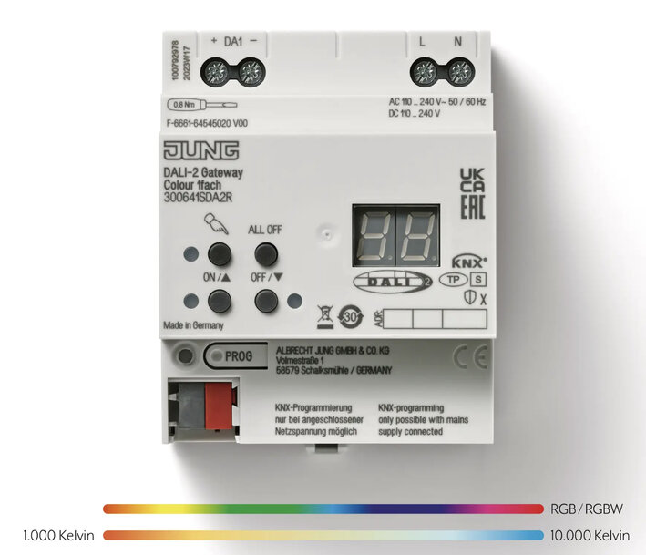 DALI-Installationen individualisiert steuern: JUNG KNX DALI-2 Gateway Colour