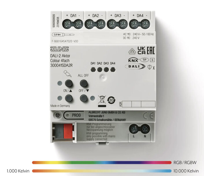 Ger&auml;te in DALI-Installationen effizient steuern mit dem neuen JUNG KNX DALI-2 Aktor
