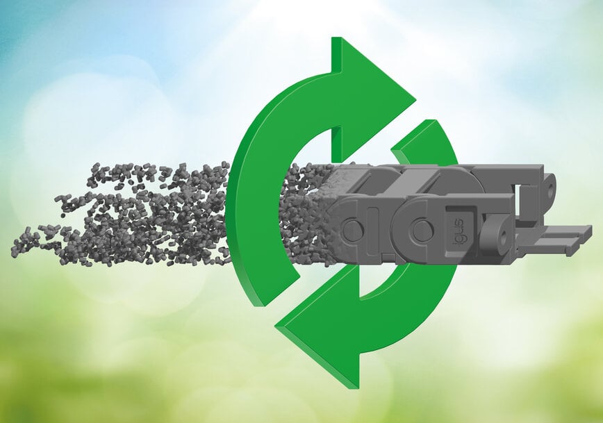 igus converte tutta la produzione delle catene portacavi E2.1 in plastica riciclata post-consumo: impronta di CO2 ridotta dell’80%