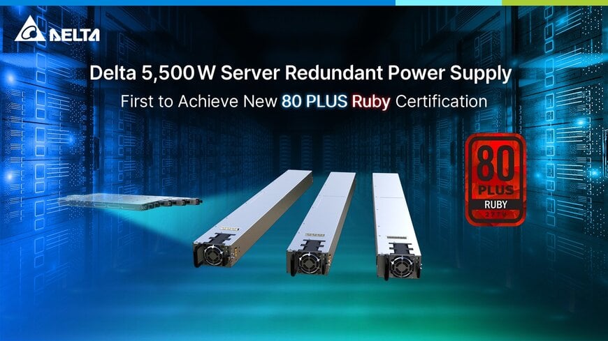 Delta’s High-End 5,500W Server Redundant Power Supply World’s First to Achieve New 80 PLUS® Ruby Certification