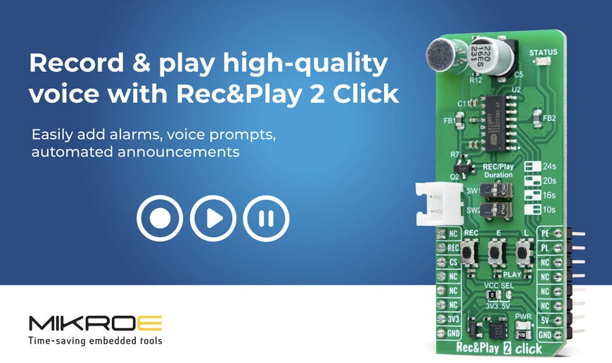 MIKROE Launches Rec&Play 2 Click for High-Quality Embedded Voice Solutions