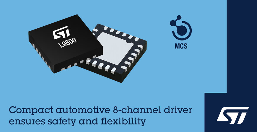 STMicroelectronics Launches ISO 26262-Compliant 8-Channel Low-Side Driver for Automotive