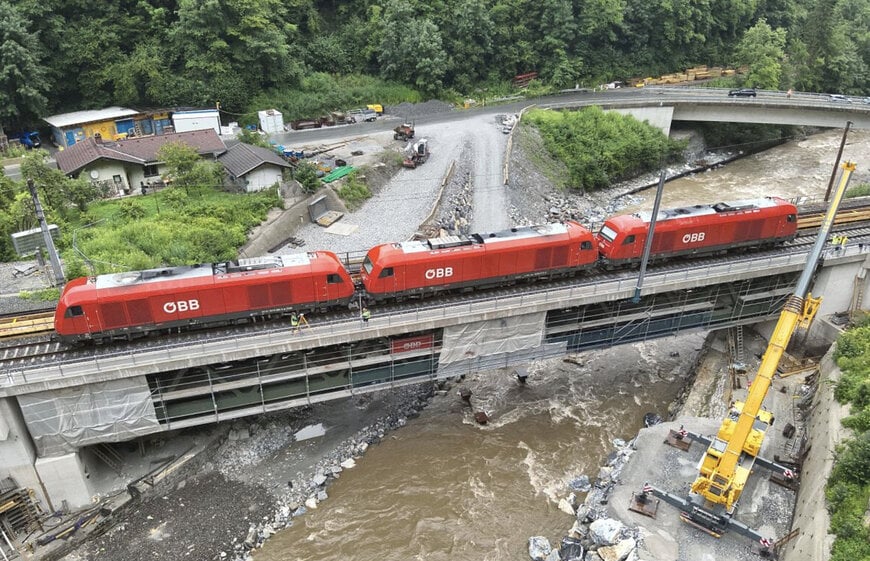 &Ouml;BB: Neue Bahnbr&uuml;cke in Eschenau im 240-Tonnen-Belastungstest