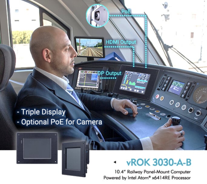 NEXCOM Launches vROK 3030-A-B Triple-Display Railway Panel Computer