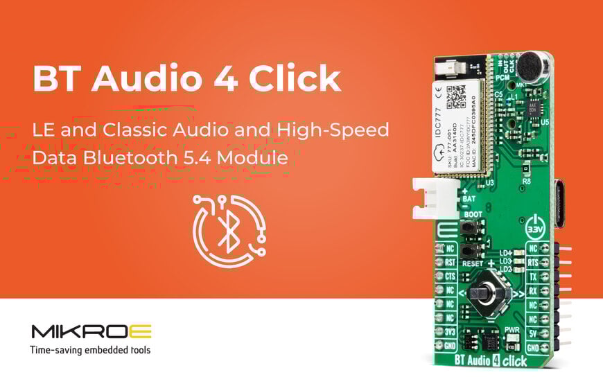 MIKROE launches BT Audio 4 Click for high-quality Bluetooth 5.4 audio and data