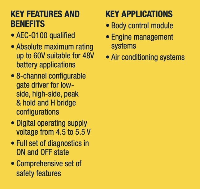 New automotive 8-channel gate driver delivers 48V mild-hybrid efficiency