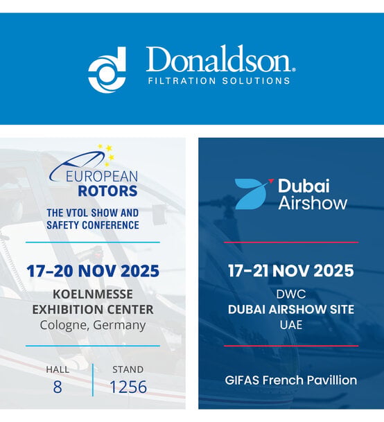 Donaldson to Showcase Aerospace Filtration Innovations at European Rotors and Dubai Airshow
