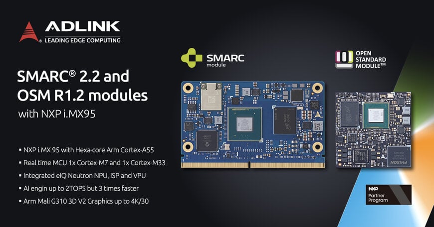 ADLINK Unveils New NXP i.MX 95 Edge Computing Modules