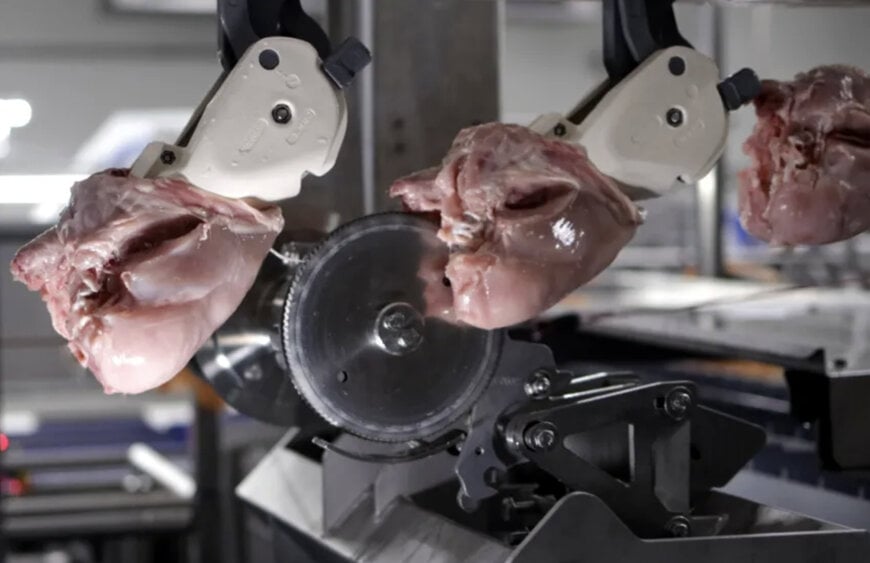 Sistema compacto automatiza desossa de peitos de frango