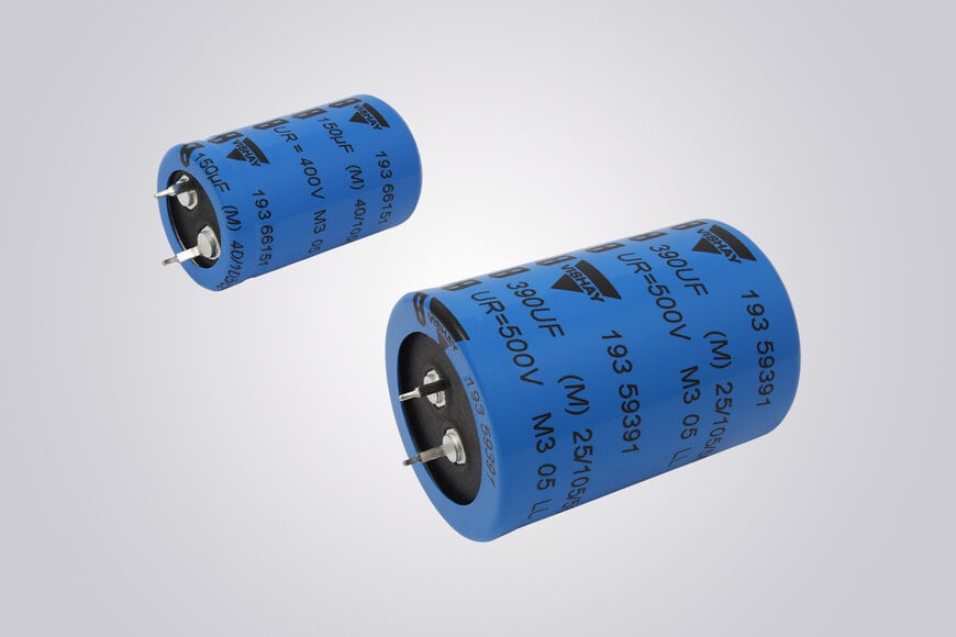 Vishay expands 193 PUR-SI snap-in capacitors with 550 V and 600 V ratings