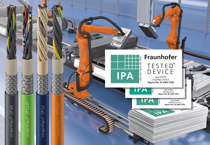 igus 238 chainflex&reg; cables certified for use in dry cleanrooms 