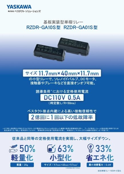 誘導負荷対応の小型基板実装リレーを発売