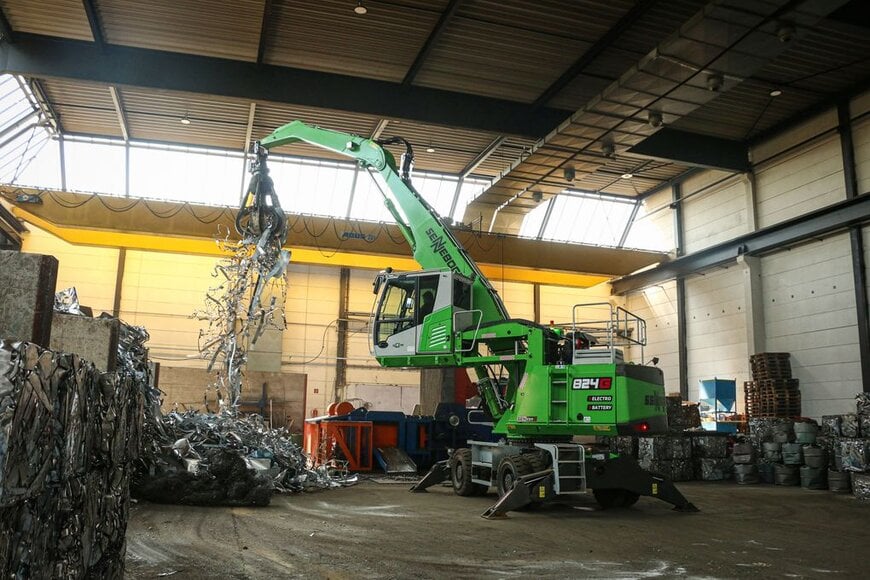 Battery-powered material handlers for recycling operations
