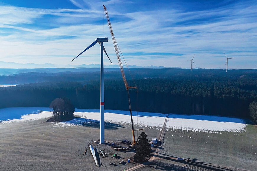 Wind turbine bearing replacement for Schmidbauer in Denklingen Germany