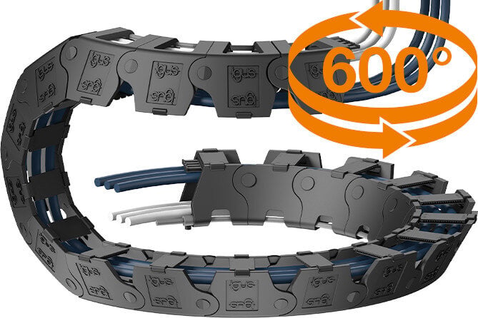 Catena portacavi twisterchain per la robotica industriale ad alta dinamica
