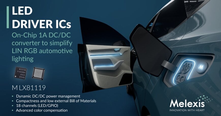 Melexis、DC/DCコンバーター内蔵の18チャネル車載LEDコントローラーを発表