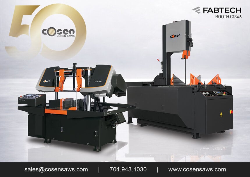 COSEN TO SHOWCASE CUTTING-EDGE SAWING SOLUTIONS AT FABTECH LAS VEGAS 2026