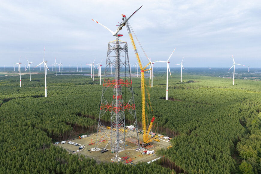 Heavy-lift crawler crane assembles 365-meter high-altitude wind tower